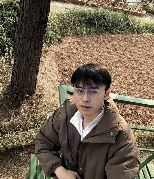 Hung in a brown jacket outdoors
